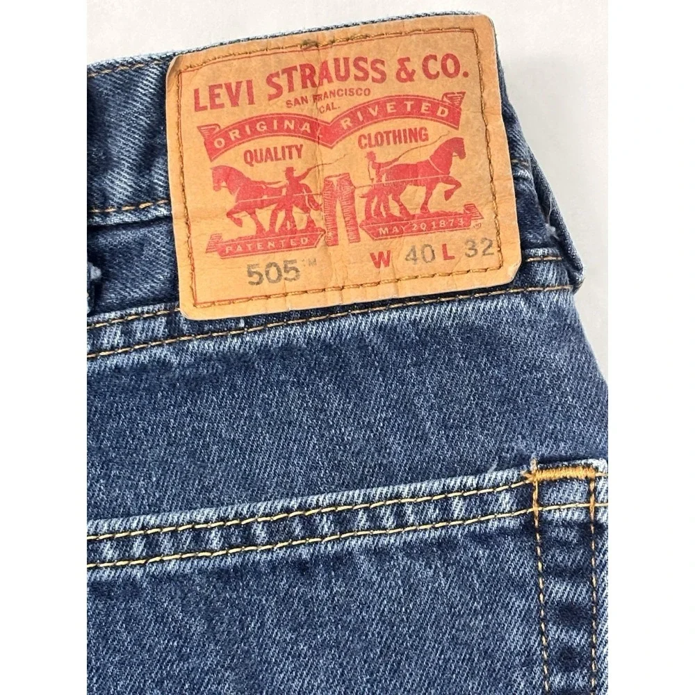Levi's 505 Regular Fit Jeans Men's 40x32 Blue Straight Leg Denim Pants 0751